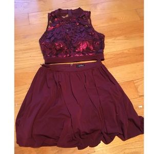 Two piece prom/homecoming dress | red | sequins